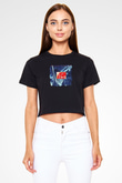 Dire Straits Baskılı Unisex Siyah Crop Top Tişört