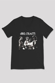 Dire Straits Siyah Unisex V Yaka Tişört T-Shirt