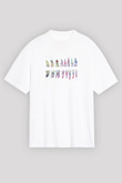 Diş Diyagramı Baskılı Unisex Oversize Beyaz Tişört - Tshirt
