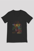 Diş Diyagramı Baskılı Unisex V Yaka Siyah Tİşört - Tshirt