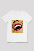 Diş hekimi Beyaz Unisex V Yaka Tişört T-Shirt
