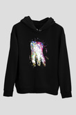 Diş İllustrasyon Baskılı Unisex Siyah Hoodie