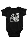 Discharge Baskılı Unisex Siyah Bebek Body - Zıbın