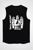 Discharge Baskılı Unisex Siyah Kolsuz Tişört