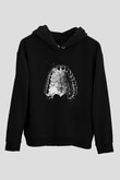 Dişler Renkli Baskılı Unisex Siyah Kapüşonlu Sweatshirt