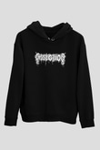 Dissection Baskılı Unisex Siyah Kapüşonlu Sweatshirt