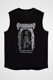 Dissection Baskılı Unisex Siyah Kolsuz Tişört - Tshirt