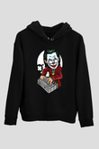 Dj Joker Baskılı Unisex Siyah Hoodie