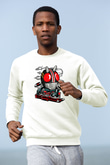 DJ Kamen Baskılı Unisex Beyaz Sweatshirt