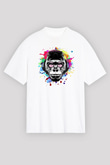 DJ Maymun Baskılı Unisex Beyaz Tshirt