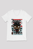 Dj Run - DMC - Baskılı Unisex Beyaz V Yaka Tişört