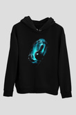 DJ Siyah Unisex Kapşonlu Sweatshirt