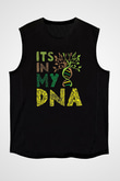 DNA Bahçe Baskılı Unisex Kolsuz Siyah Tişört - Tshirt