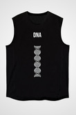 DNA Çift Sarmal Baskılı Unisex Kolsuz Siyah Tişört - Tshirt