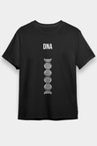 DNA Çift Sarmal Baskılı Unisex Siyah Tişört - Tshirt