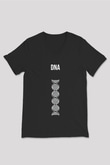 DNA Çift Sarmal Baskılı Unisex V Yaka Siyah Tİşört - Tshirt