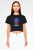DNA Neon Baskılı Crop Top Kadın Tİşört - Tshirt