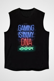 DNA Neon Baskılı Unisex Kolsuz Siyah Tişört - Tshirt