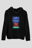 DNA Neon Baskılı Unisex Siyah Hoodie