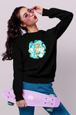 Dna Sarmalı Laborant Baskılı Unisex Siyah Sweatshirt