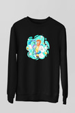 Dna Sarmalı Laborant Baskılı Unisex Siyah Sweatshirt
