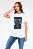 Dna Sarmalı Örgü Baskılı Unisex Beyaz Tişört