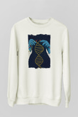 Dna Sarmalı Örgü Baskılı Unisex Beyaz Sweatshirt