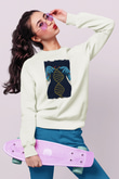 Dna Sarmalı Örgü Baskılı Unisex Beyaz Sweatshirt