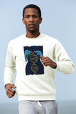 Dna Sarmalı Örgü Baskılı Unisex Beyaz Sweatshirt