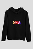 DNA Yazı Neon Baskılı Unisex Siyah Hoodie