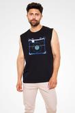 Dog Eat Dog Baskılı Unisex Siyah Kolsuz Tişört