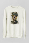 Doğa ve Kurukafa Baskılı Unisex Beyaz  Sweatshirt