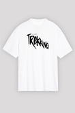 Doğa Yürüyüşü Baskılı Unisex Beyaz Oversize Tişört - Tshirt
