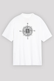 Doğa Yürüyüşü Baskılı Unisex Beyaz Oversize Tişört - Tshirt