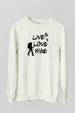 Doğa Yürüyüşü Baskılı Unisex Ekru Sweatshirt