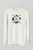 Doğa Yürüyüşü Baskılı Unisex Ekru Sweatshirt