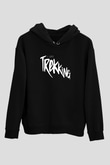Doğa Yürüyüşü - Trekking Baskılı Unisex Siyah Kapüşonlu Sweatshirt