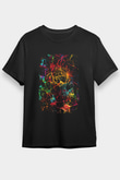 Doğal Ağlar Beyin Baskılı Unisex Siyah Tişört - Tshirt