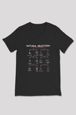 Doğal Seleksiyon Baskılı Unisex V Yaka Siyah Tİşört - Tshirt