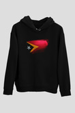 Doğu Timor - East Timor Bayrağı Baskılı Unisex Siyah Hoodie