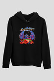 Dokken Baskılı Unisex Siyah Kapüşonlu Sweatshirt