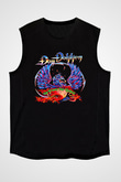 Dokken Baskılı Unisex Siyah Kolsuz Tişört - Tshirt