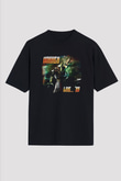 Dokken Baskılı Unisex Siyah Oversize Tişört