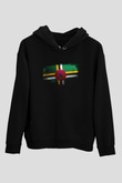 Dominika - Dominica Bayrağı Baskılı Unisex Siyah Hoodie