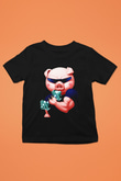 Domuz Baskılı Siyah Unisex Çocuk Tişört