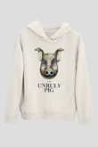 Domuz Beyaz Unisex Kapşonlu Sweatshirt