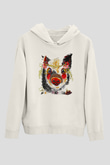 Domuz Beyaz Unisex Kapşonlu Sweatshirt
