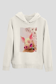 Domuz Beyaz Unisex Kapüşonlu Sweatshirt