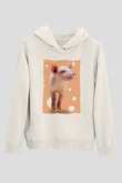 Domuz Beyaz Unisex Kapüşonlu Sweatshirt