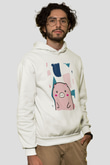 Domuz Beyaz Unisex Kapüşonlu Sweatshirt